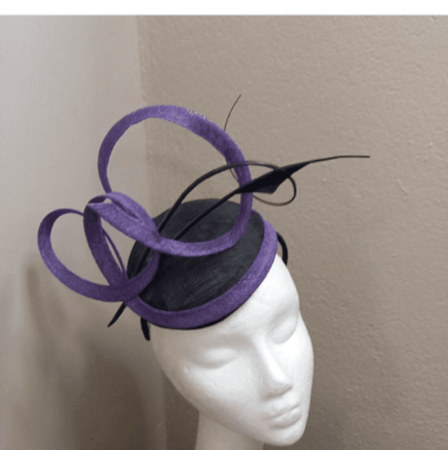 💜Heather purple and black headpiece 